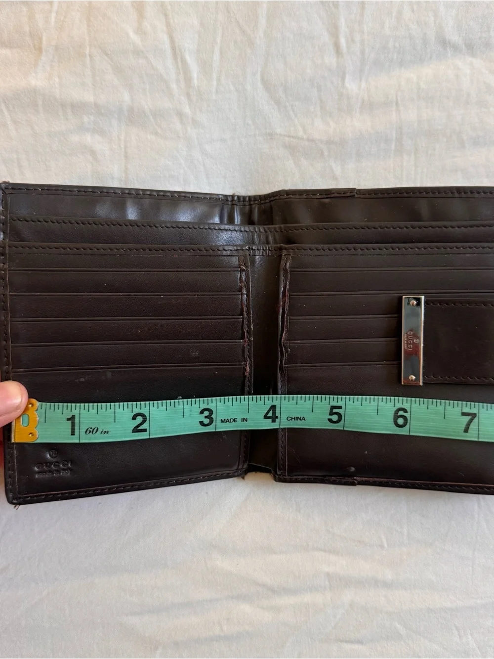 Vintage Gucci monogram brown wallet with leather trim - Picture 6 of 9